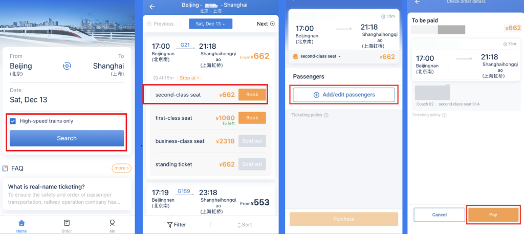 How to Book and Pay for Ticket on 12306