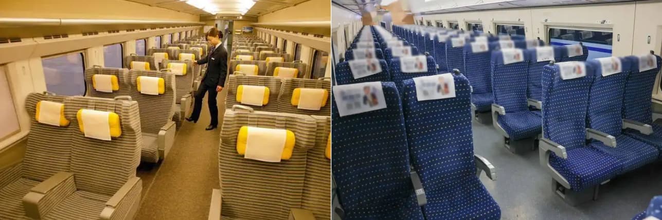 China high speed train first class and second class seating