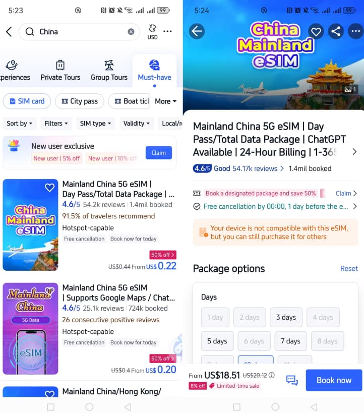 buy eSIM on trip.com