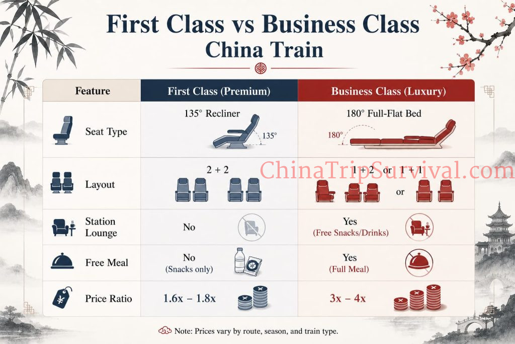 first class vs business class china train