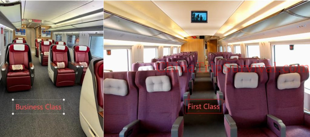 first class vs business class china train layout