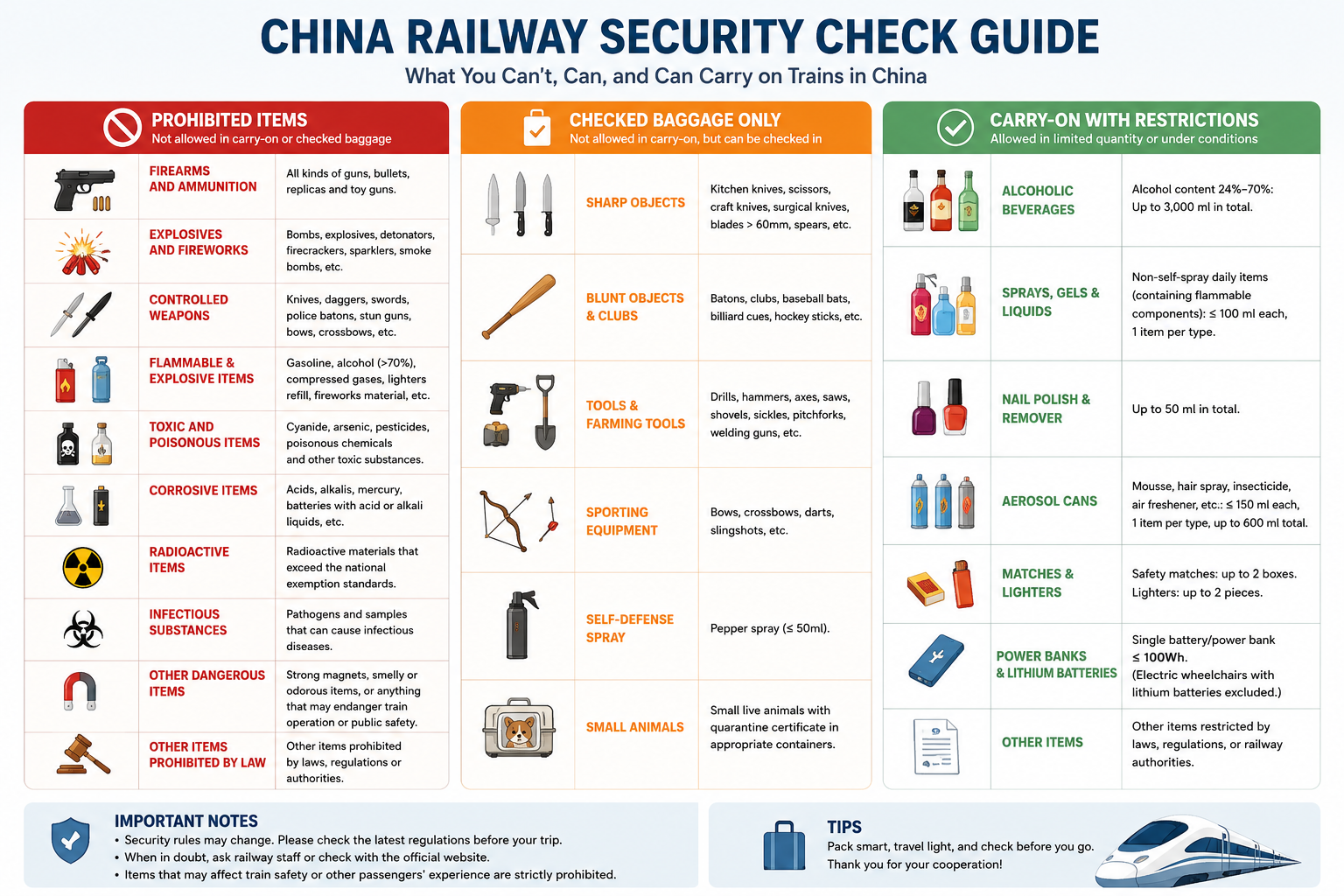 China Railway Prohibited and Restricted Items